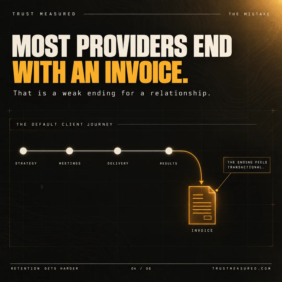 C14, card 4: Most providers end with an invoice.