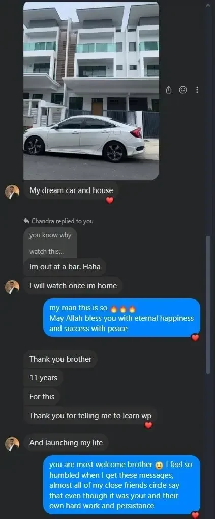 Testimonial message from Chandra Rao about being mentored by Muhammad Ahsan