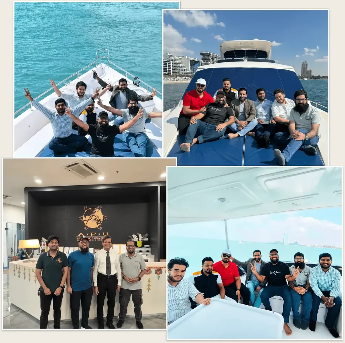 Muhammad Ahsan with teams and founder groups on trips and at offsites